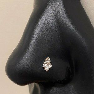 Bedazzled Rhinestone Nosering Stainless Steel Made Of Surgical Steel L-Shape